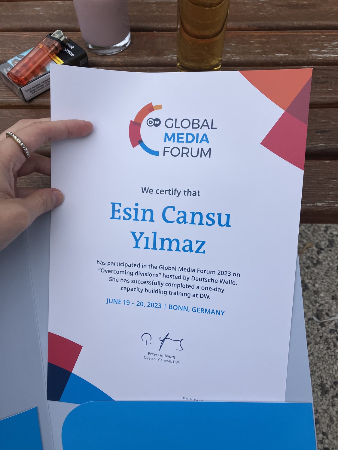 DW Global Media Forum certificate